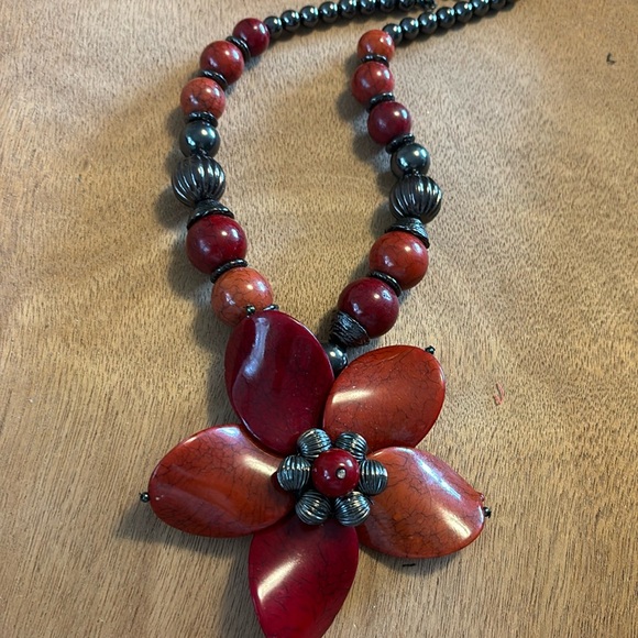 Unique one of a kind large flower pendant necklace
